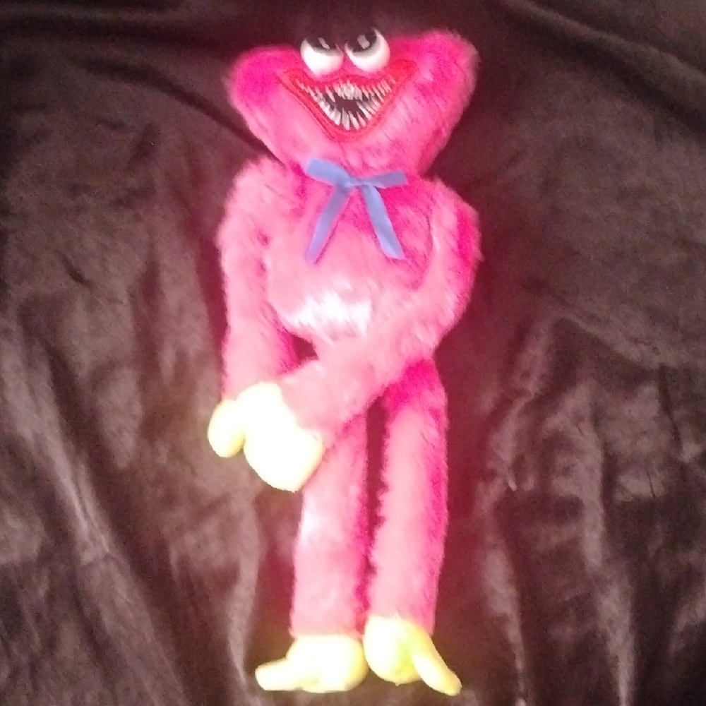 Kissy Missy ,Pink Plush Toy with Blue Bow